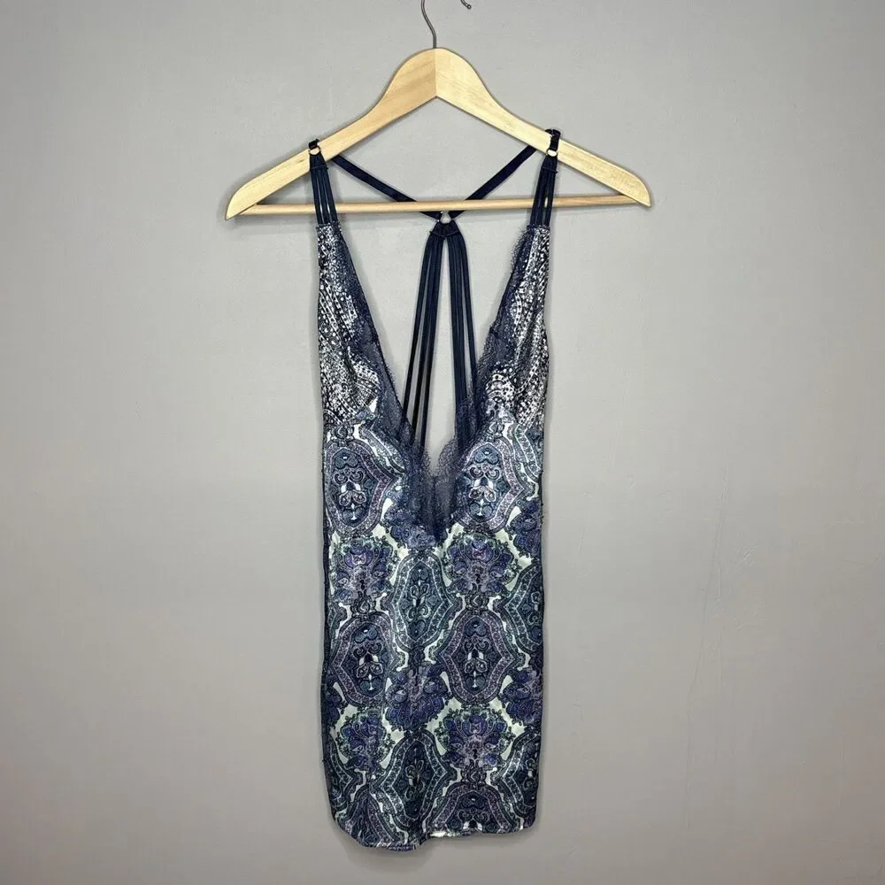 Victoria’s Secret Satin Purple Paisley Lace Trim Small Camisole
